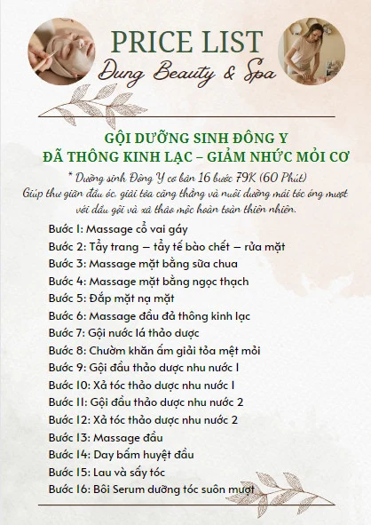 bảng giá gội đầu dưỡng sinh 3