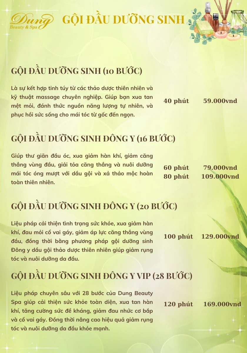 bảng giá gội đầu dưỡng sinh đông y đà nẵng